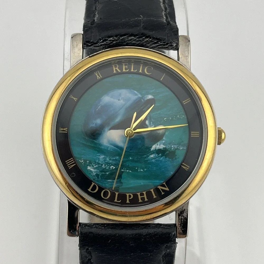 Vintage Relic Dolphin‎ Watch Wildlife Series 33mm Case ZR95002- New Battery